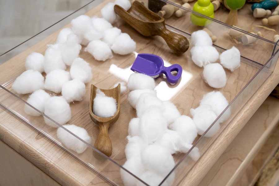 A sensory exploration tray